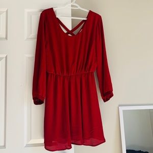 Lush Mini Long Sleeve Chiffon Dress